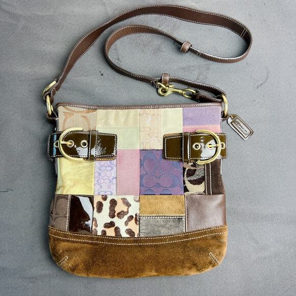 Coach Patchwork Cow Hair Crossbody Bag Brown Multi 3573 - Picture 4 of 11